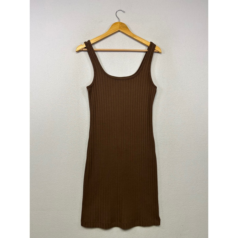 Minimalist Old Navy Womens M Brown Ribbed Knit Sleeveless Scoop Neck Tank Dress